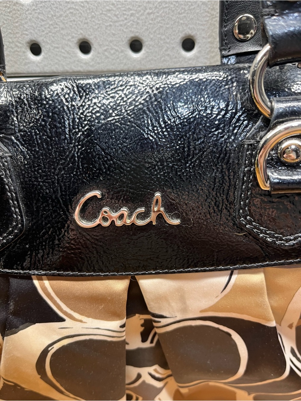 Coach Black and Tan Patterned Shoulder Bag